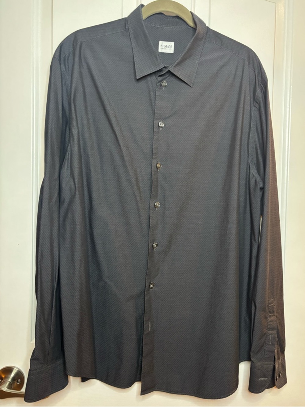 EUC Armani Collezioni Men's Cotton Dark Charcoal Button-Up Dress Shirt sz xxl